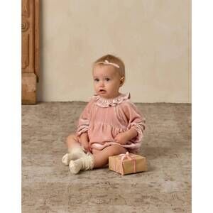 NEW NORALEE adeline ruffle collar romper in rose